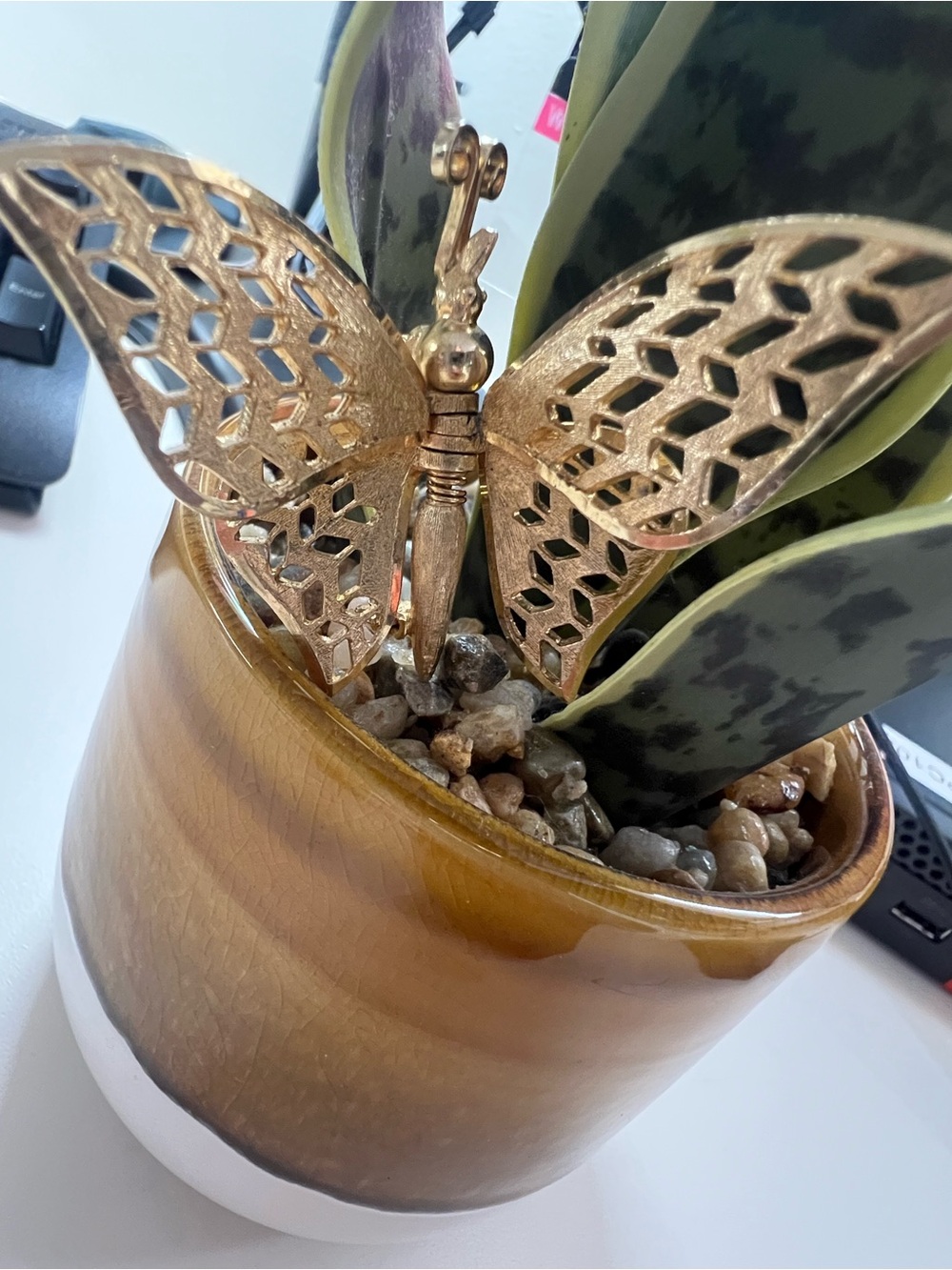 Vintage Gold-Tone Articulated Posable Butterfly Brooch Pin